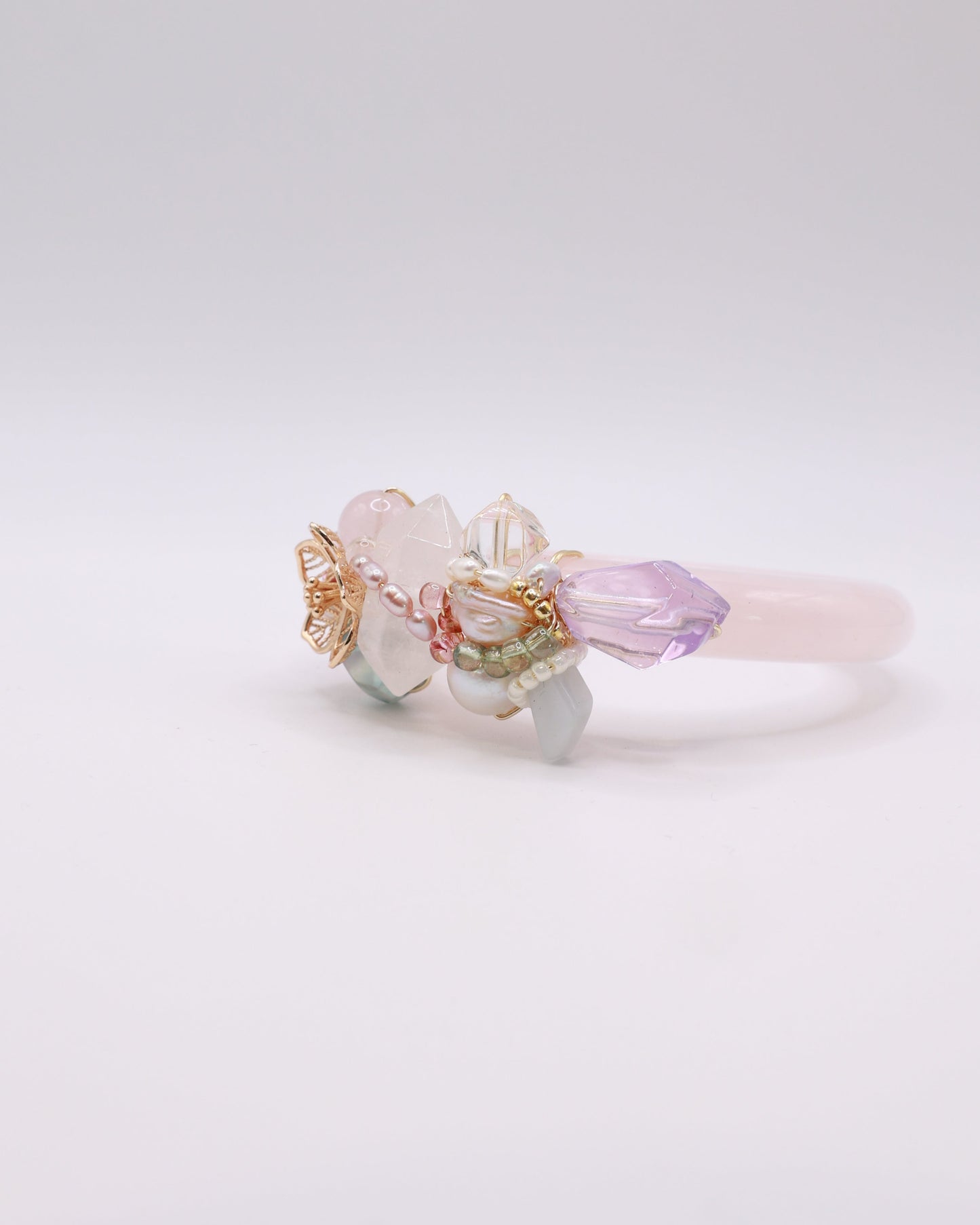 Straits Garden Rose Quartz Crystal Bangle