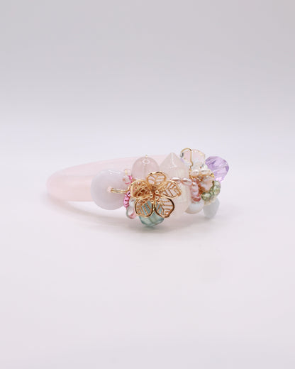 Straits Garden Rose Quartz Crystal Bangle
