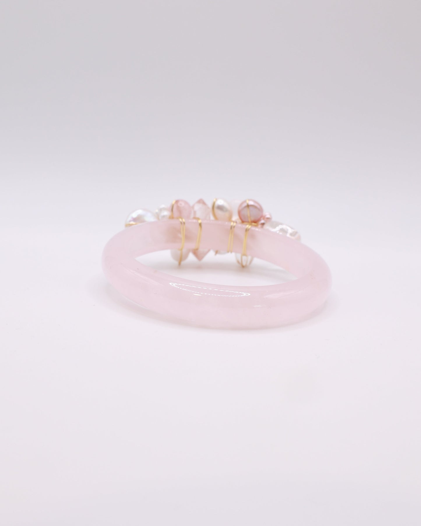 Sugar Blush Rose Quartz Crystal Bangle