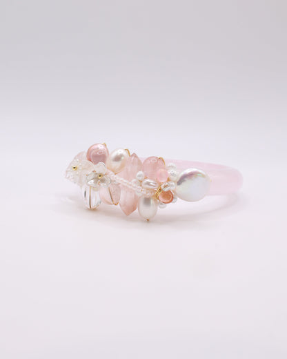 Sugar Blush Rose Quartz Crystal Bangle