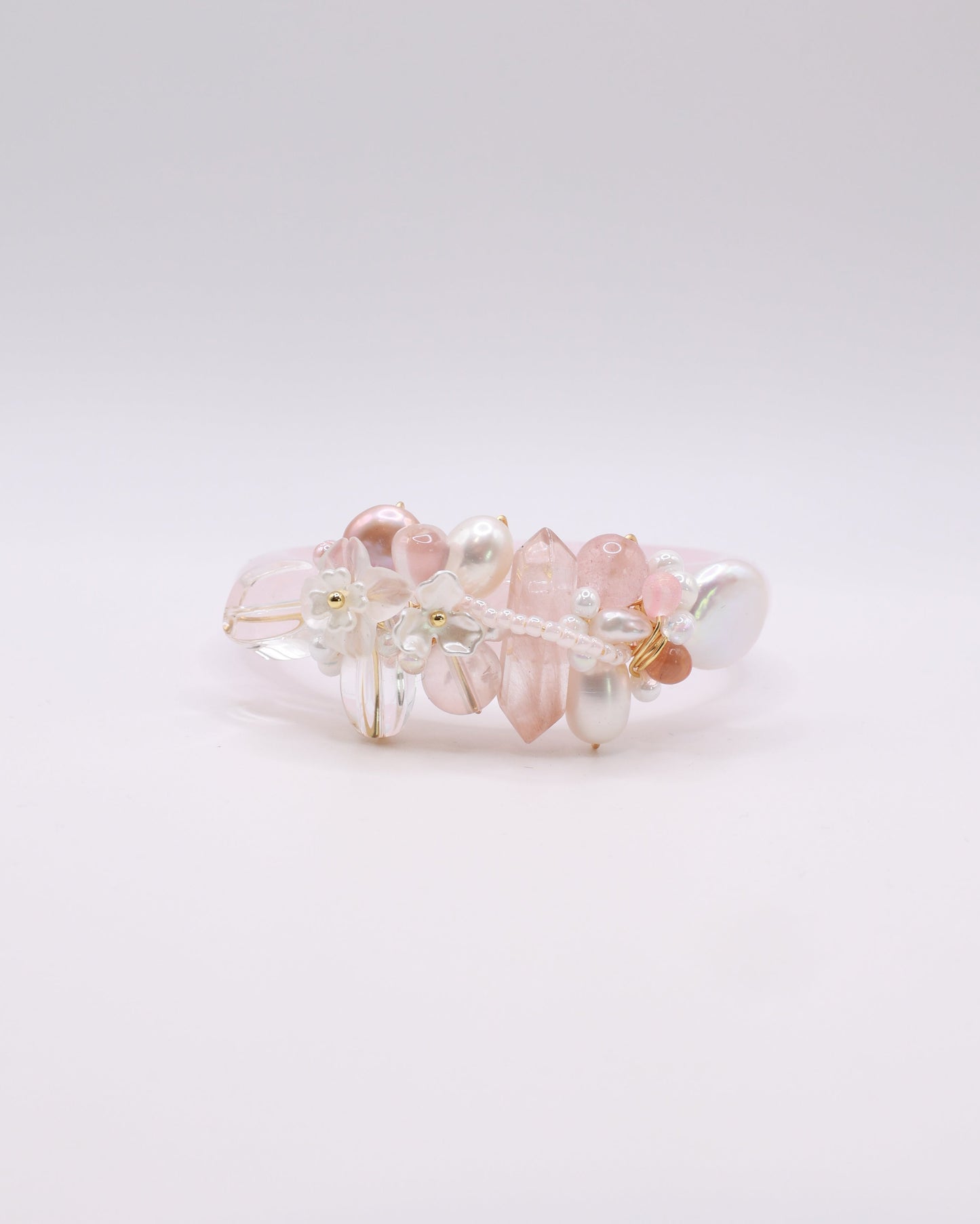 Sugar Blush Rose Quartz Crystal Bangle