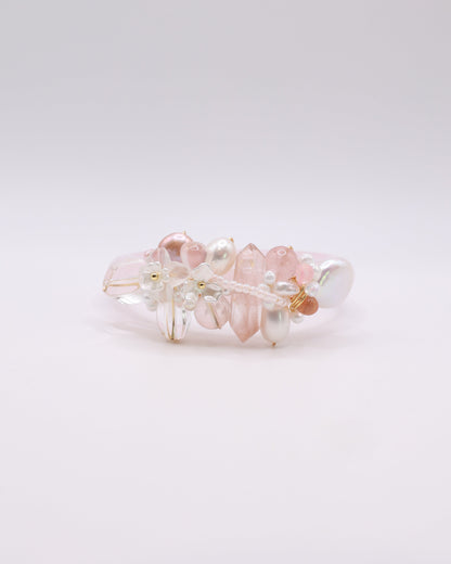 Sugar Blush Rose Quartz Crystal Bangle