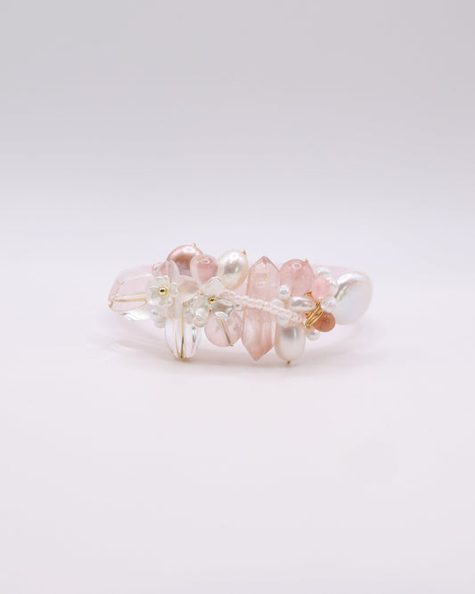 Sugar Blush Rose Quartz Crystal Bangle