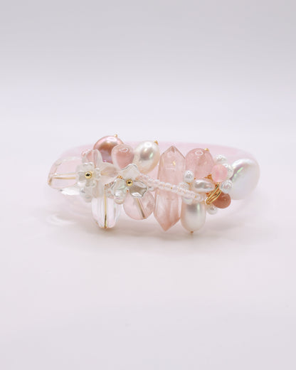 Sugar Blush Rose Quartz Crystal Bangle