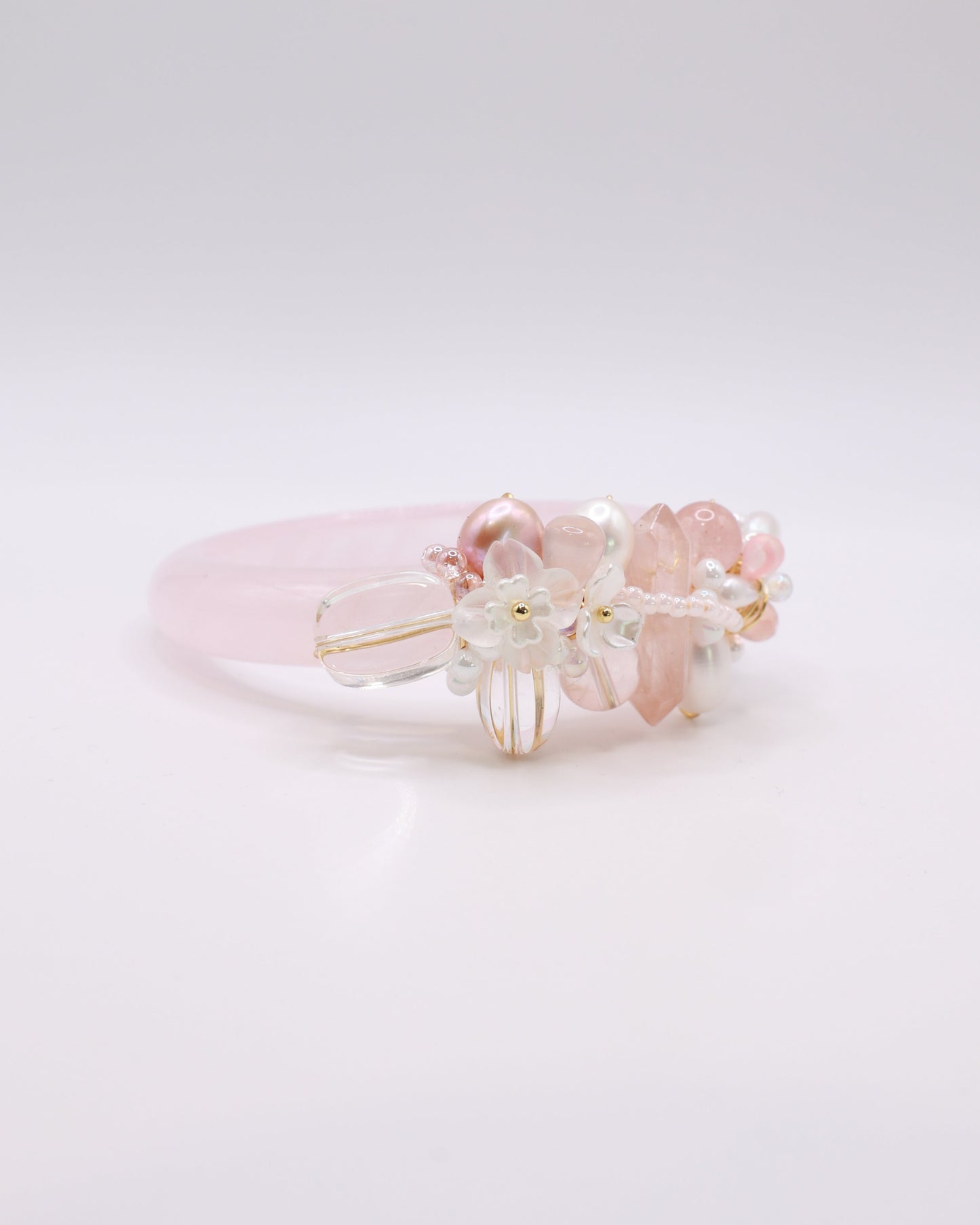 Sugar Blush Rose Quartz Crystal Bangle
