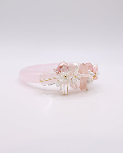 Sugar Blush Rose Quartz Crystal Bangle