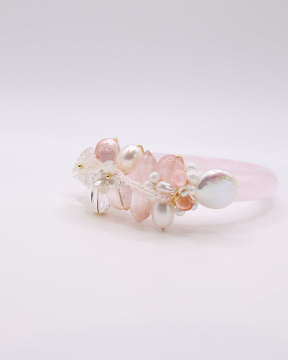 Sugar Blush Rose Quartz Crystal Bangle