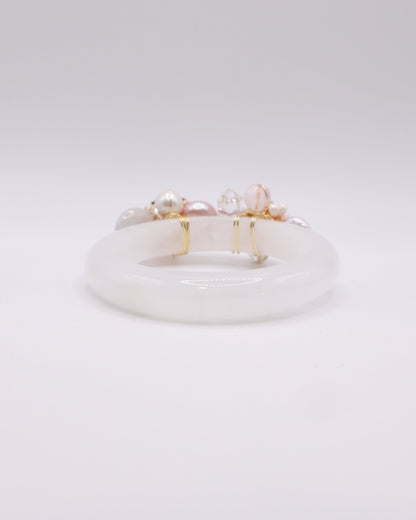 Sweet Blush White Phantom Quartz Crystal Bangle