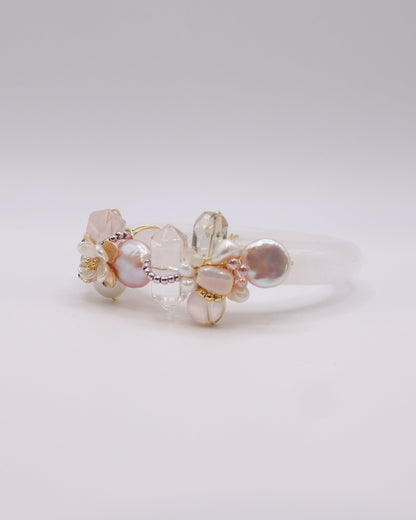 Sweet Blush White Phantom Quartz Crystal Bangle