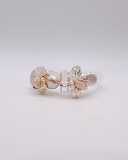 Sweet Blush White Phantom Quartz Crystal Bangle