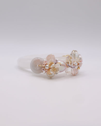Sweet Blush White Phantom Quartz Crystal Bangle