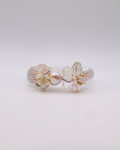 Sweet Blush White Phantom Quartz Crystal Bangle