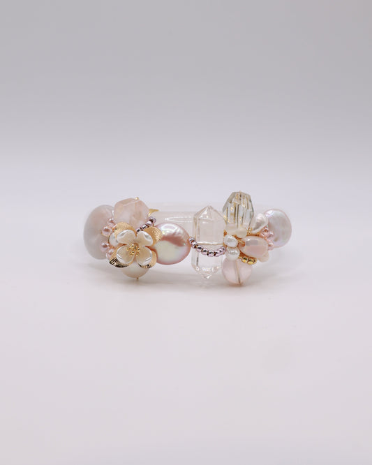 Sweet Blush White Phantom Quartz Crystal Bangle