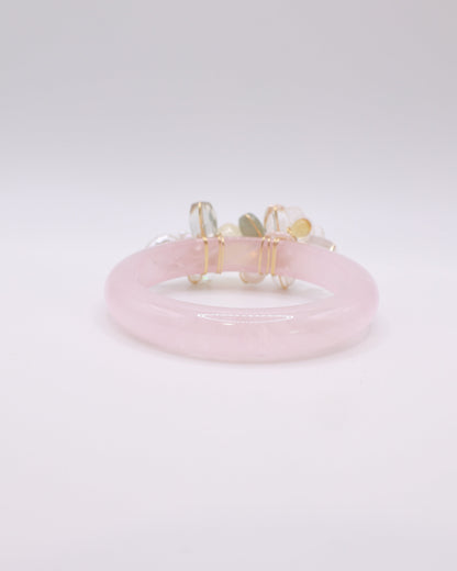 Vanilla Yuzu Rose Quartz Crystal Bangle
