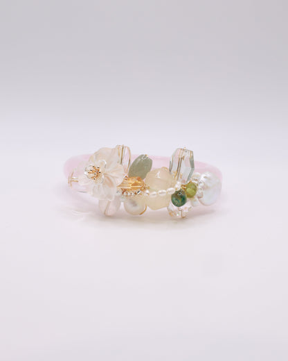 Vanilla Yuzu Rose Quartz Crystal Bangle