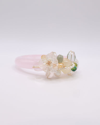 Vanilla Yuzu Rose Quartz Crystal Bangle