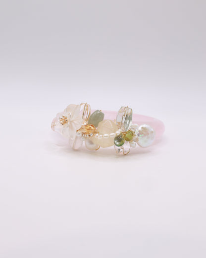 Vanilla Yuzu Rose Quartz Crystal Bangle