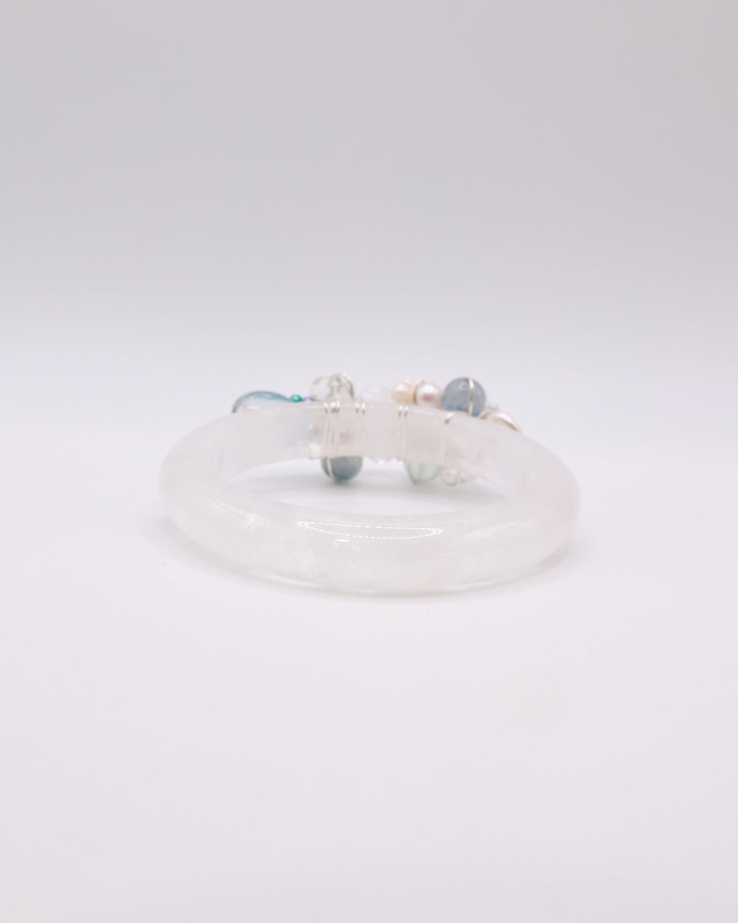 Whispering Calm White Phantom Quartz Crystal Bangle