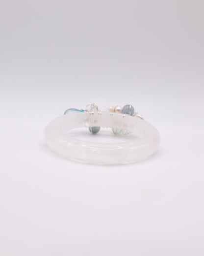 Whispering Calm White Phantom Quartz Crystal Bangle