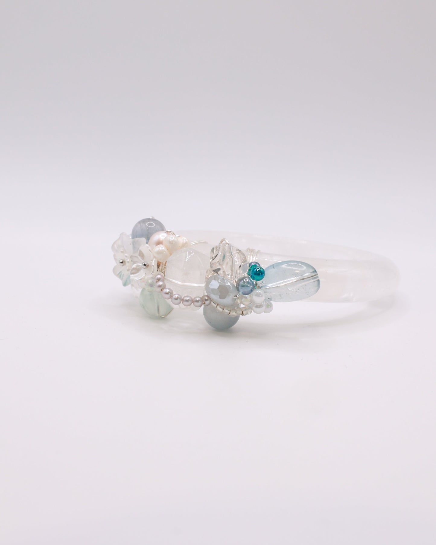 Whispering Calm White Phantom Quartz Crystal Bangle