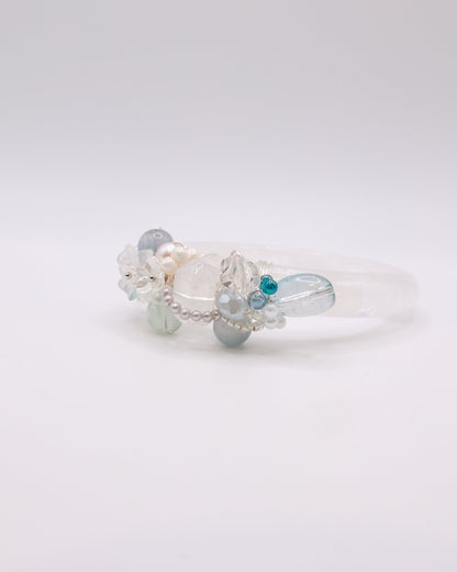 Whispering Calm White Phantom Quartz Crystal Bangle