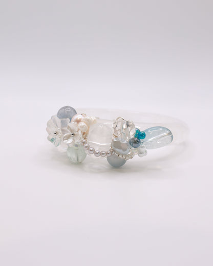 Whispering Calm White Phantom Quartz Crystal Bangle