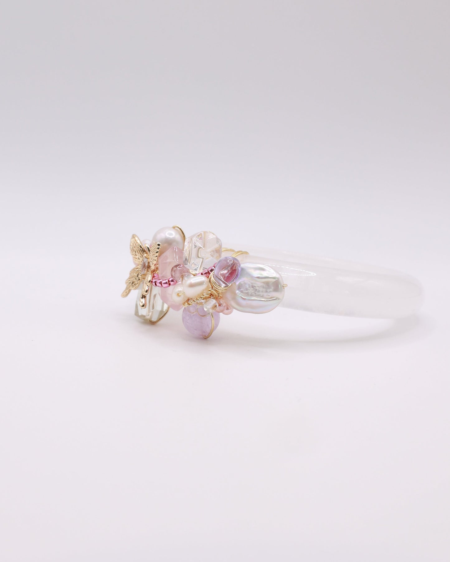 Wings of Hope White Phantom Quartz Crystal Bangle