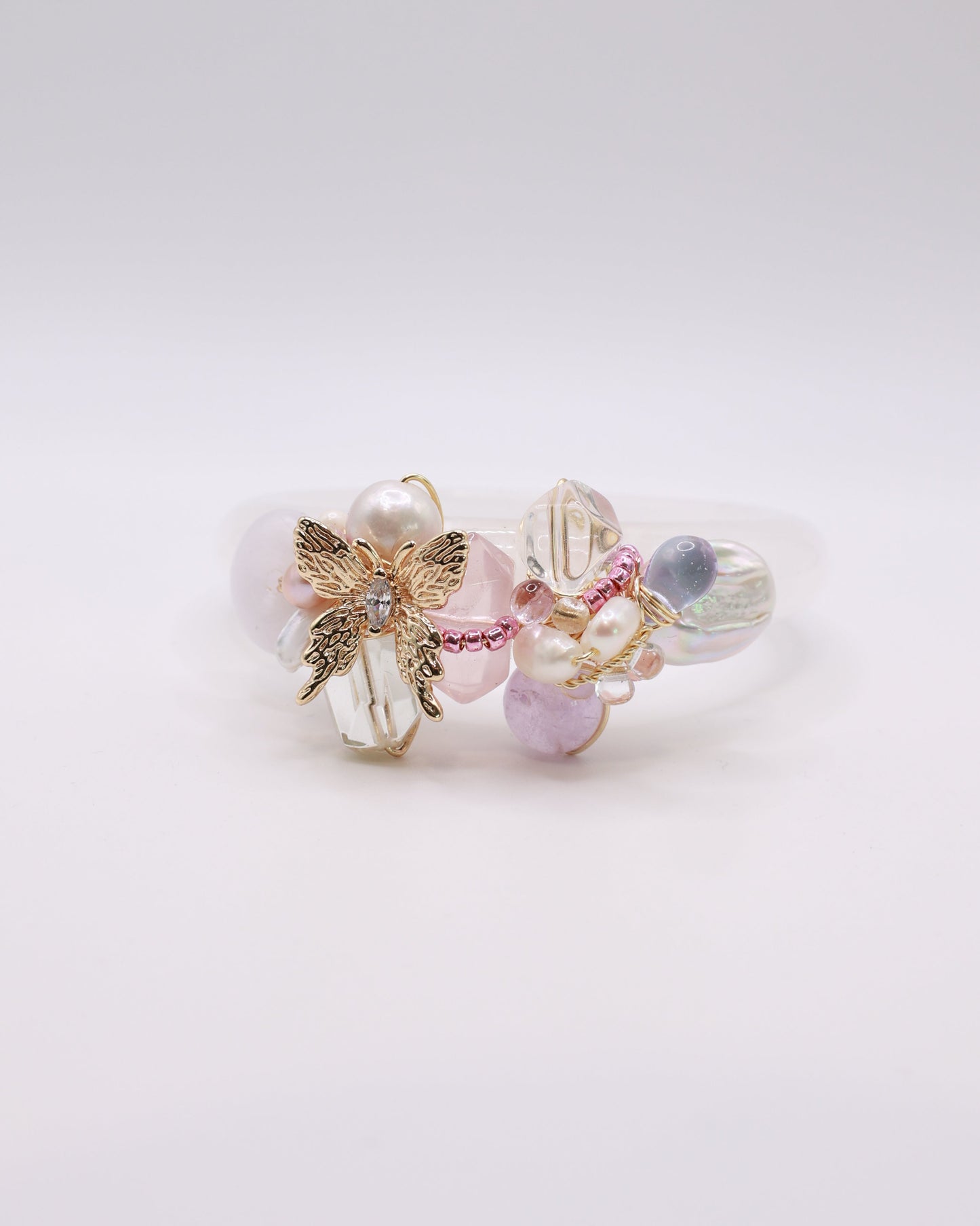 Wings of Hope White Phantom Quartz Crystal Bangle