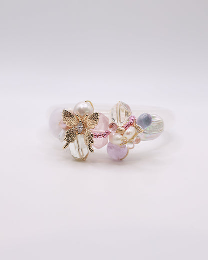 Wings of Hope White Phantom Quartz Crystal Bangle