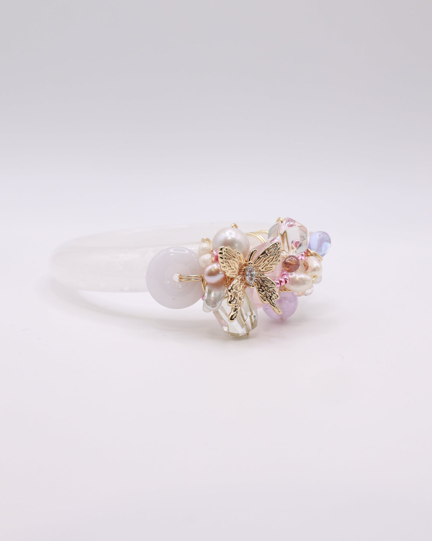 Wings of Hope White Phantom Quartz Crystal Bangle