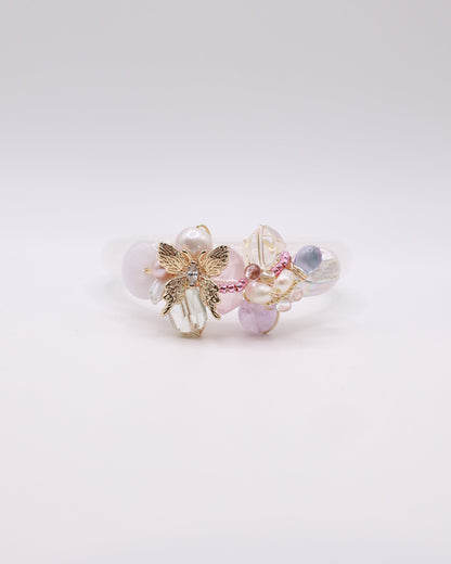 Wings of Hope White Phantom Quartz Crystal Bangle