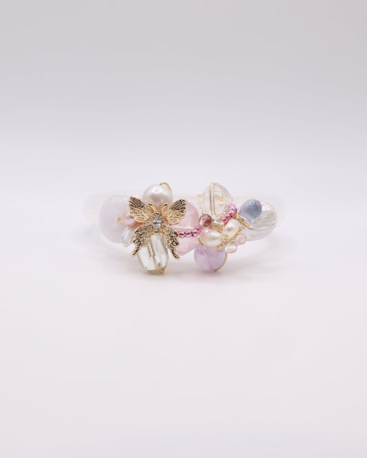 Wings of Hope White Phantom Quartz Crystal Bangle