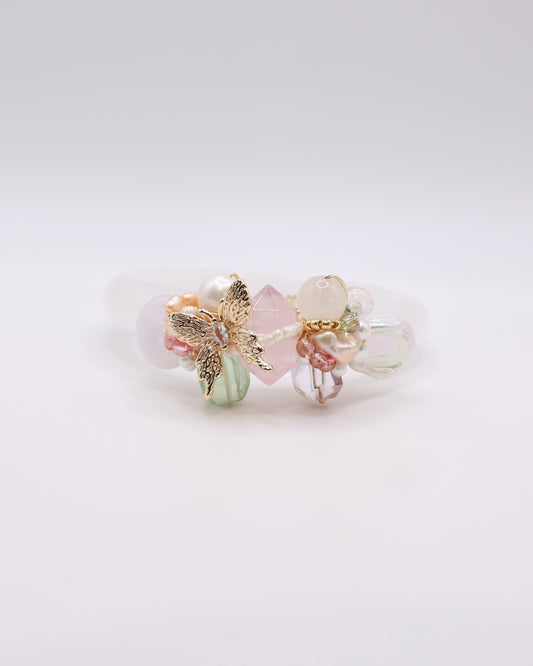 Wings of Joy White Phantom Quartz Crystal Bangle