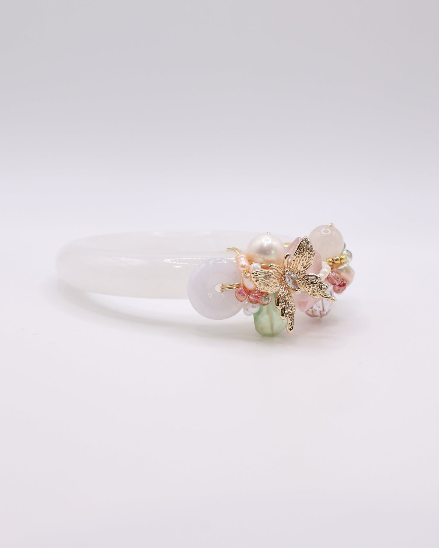 Wings of Joy White Phantom Quartz Crystal Bangle