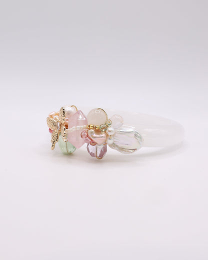Wings of Joy White Phantom Quartz Crystal Bangle