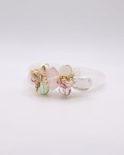 Wings of Joy White Phantom Quartz Crystal Bangle