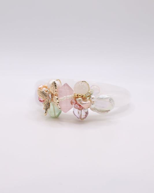 Wings of Joy White Phantom Quartz Crystal Bangle