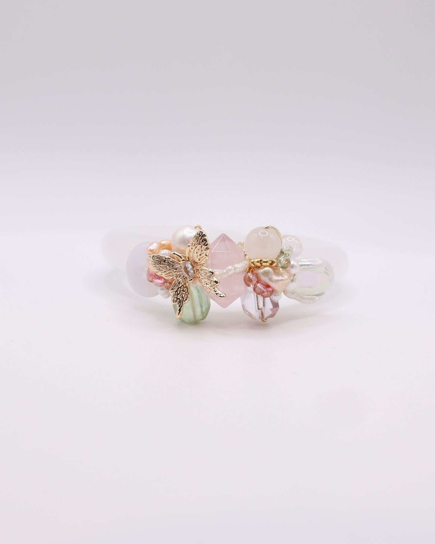 Wings of Joy White Phantom Quartz Crystal Bangle
