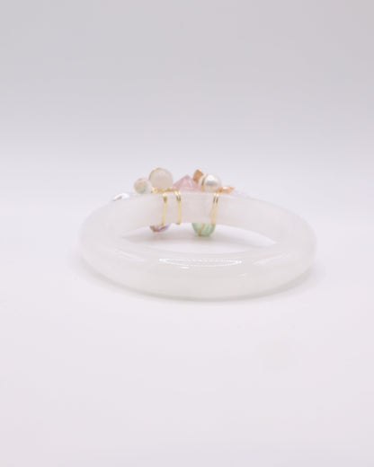 Wings of Joy White Phantom Quartz Crystal Bangle